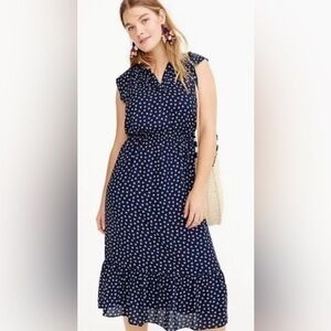 #86 🍀 J. Crew Navy Blue Patterned 👗 Dress
